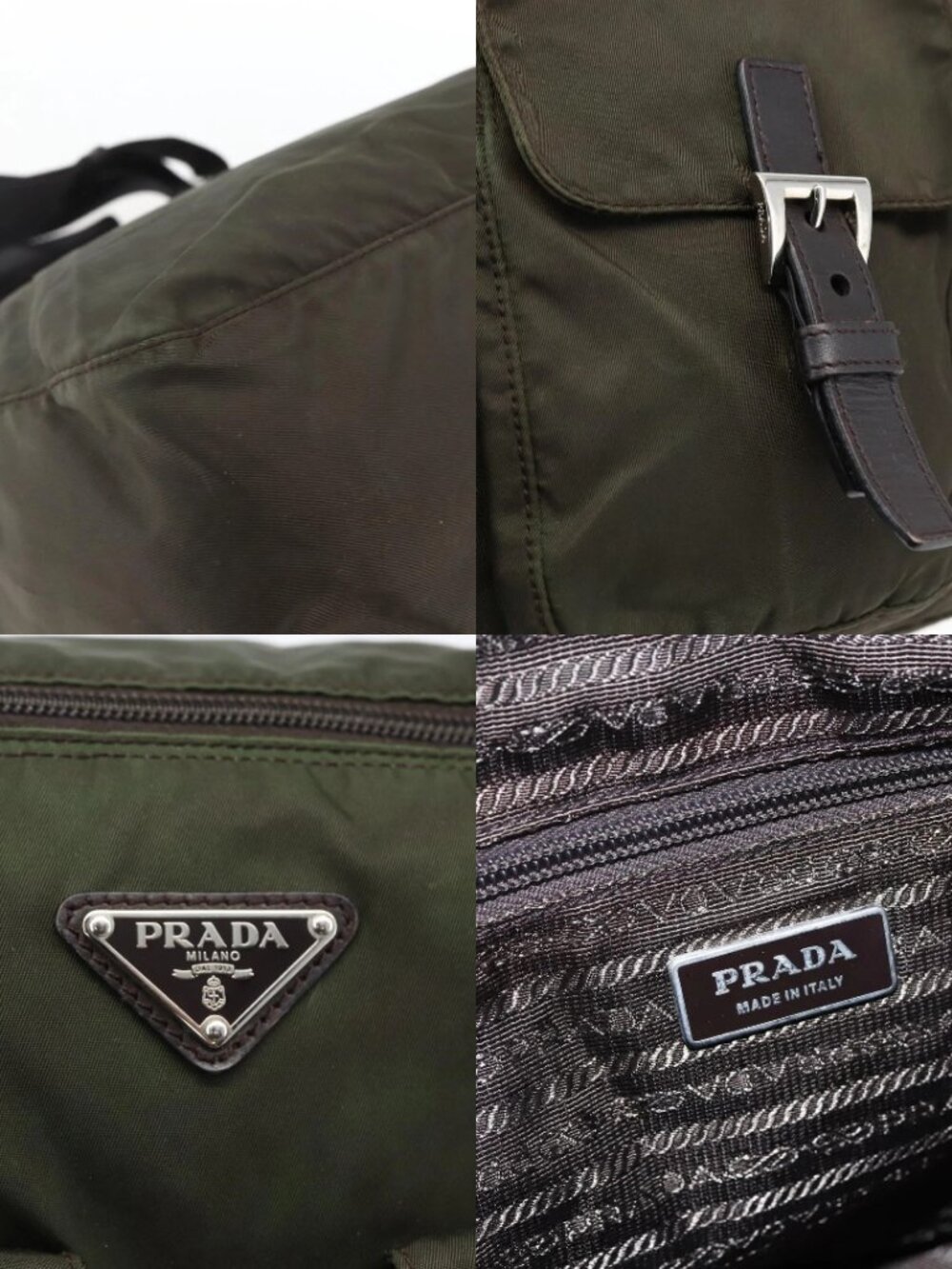 PRADA Shoulder Bag Nylon Khaki Silver Auth mr2000 - Picture 15 of 15